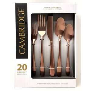 Cambridge Silversmiths Poet Copper Satin 20 Pc. Flatware Set for 4 Titanium